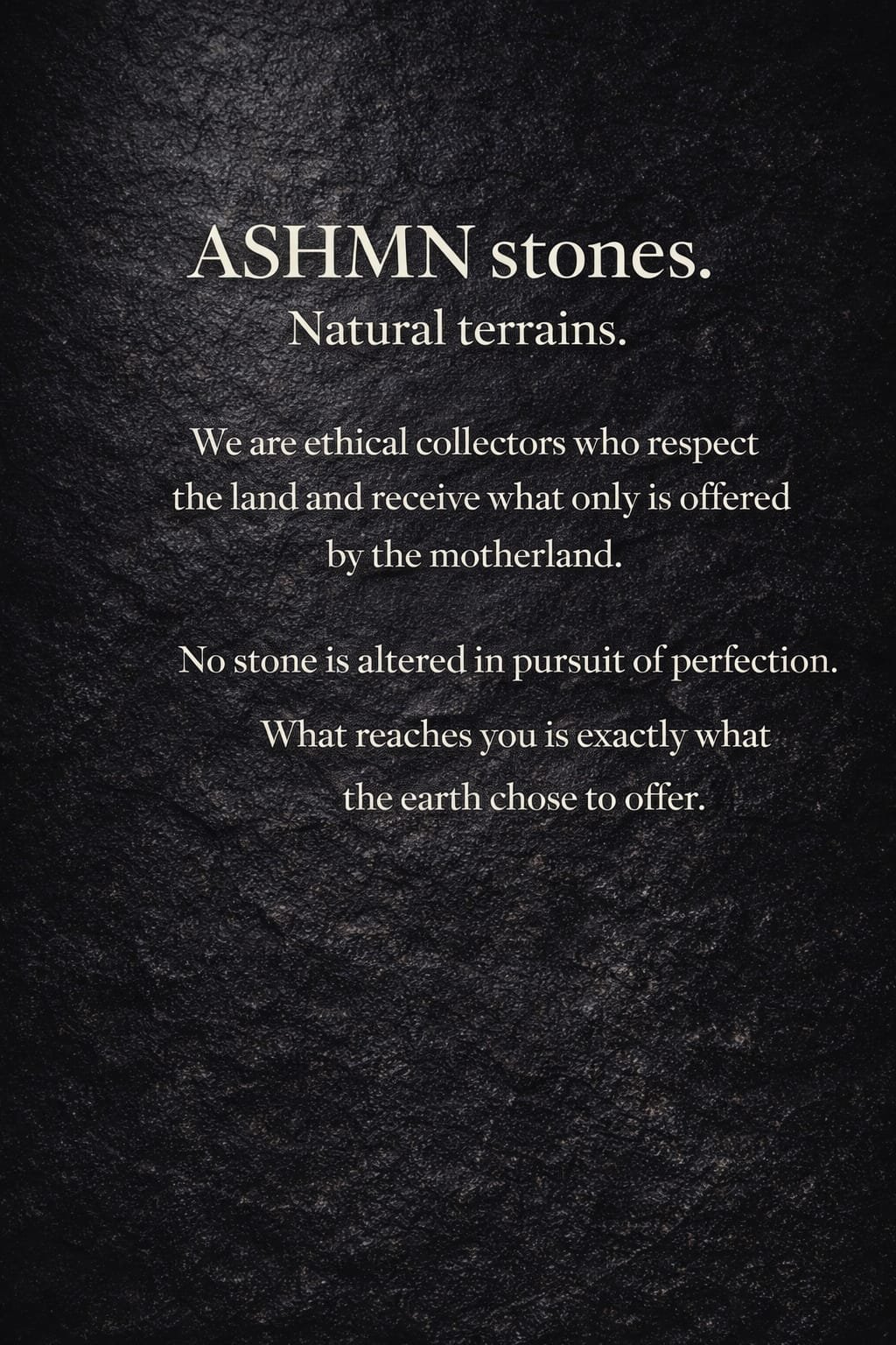 Natural terrains — ethical collectors who respect the land